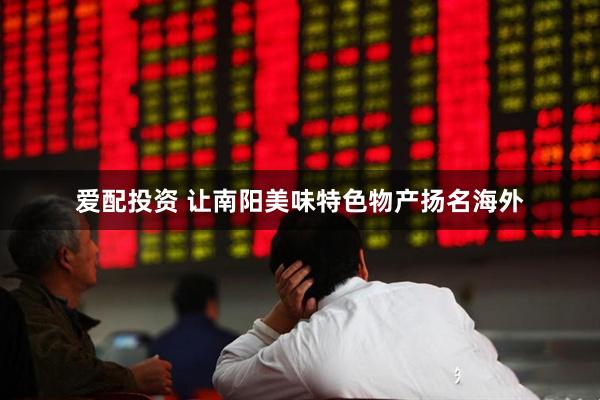 爱配投资 让南阳美味特色物产扬名海外