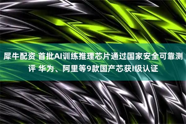 犀牛配资 首批AI训练推理芯片通过国家安全可靠测评 华为、阿里等9款国产芯获I级认证