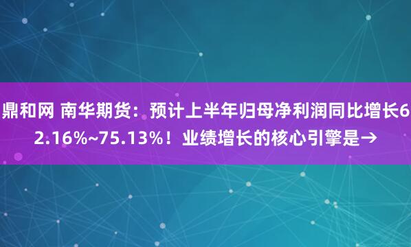 鼎和网 南华期货:预计上半年归母净利润同比增长62.16%~75.13%!业绩增长的核心引擎是→